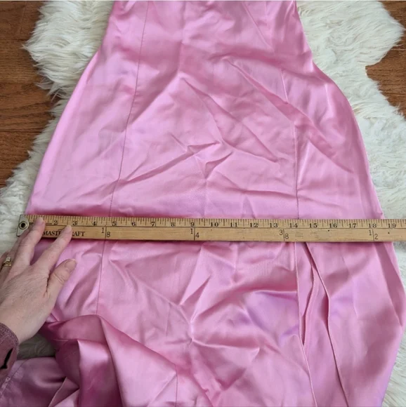 Nensi Dojaka Double Petal Satin Maxi Dress Pink Small - Picture 14 of 15